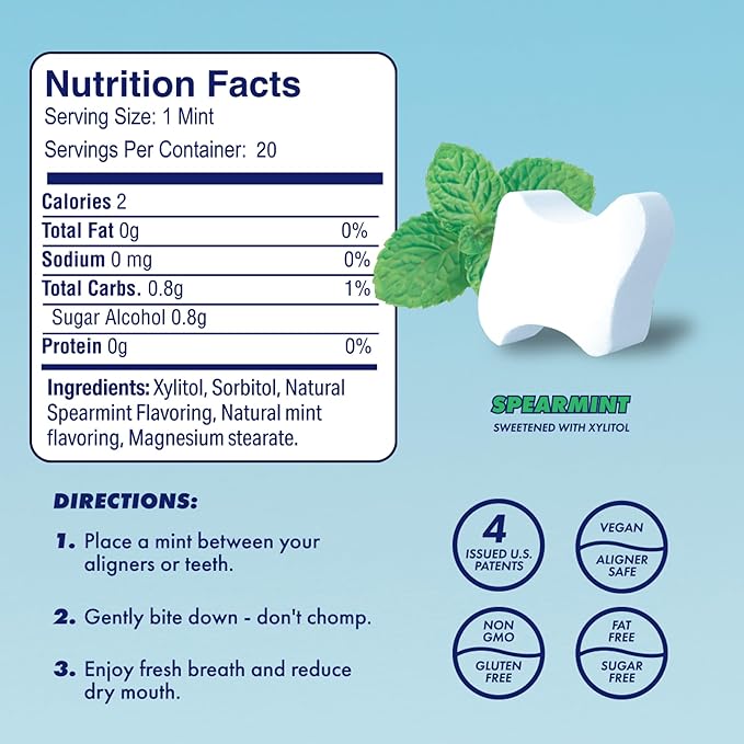 Movemints Mints Movemints Clear Aligner Mints - Patented Aligner Seating Mints - Edible ...